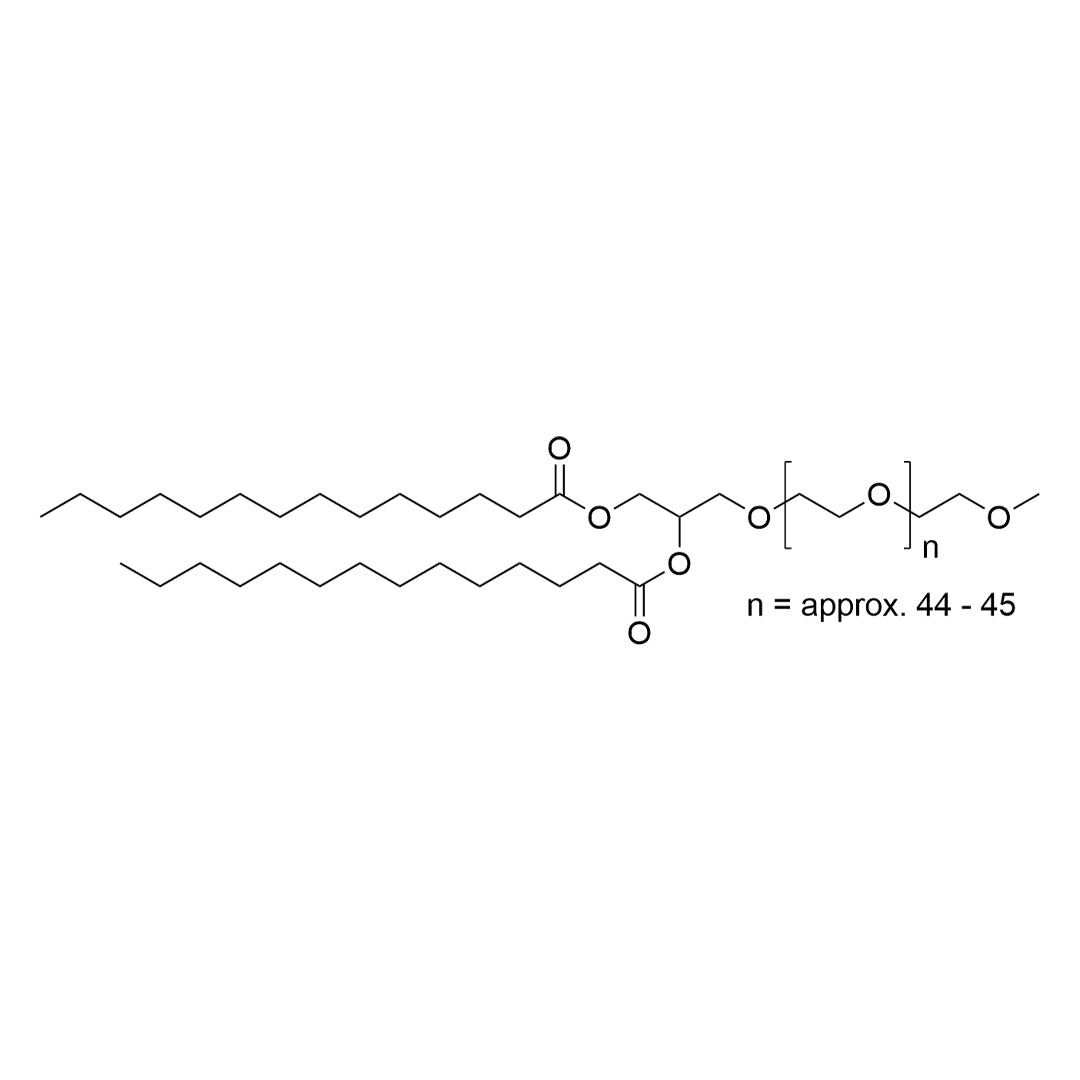 Chemical structure of DMG-PEG2000 (14493): a PEGylated lipid for mRNA vaccine development and in vitro transfection