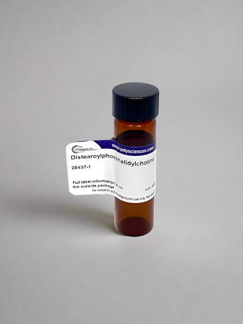 DSPC (26437) packaged in a vial labeled with product ID and Polysciences logo against white background