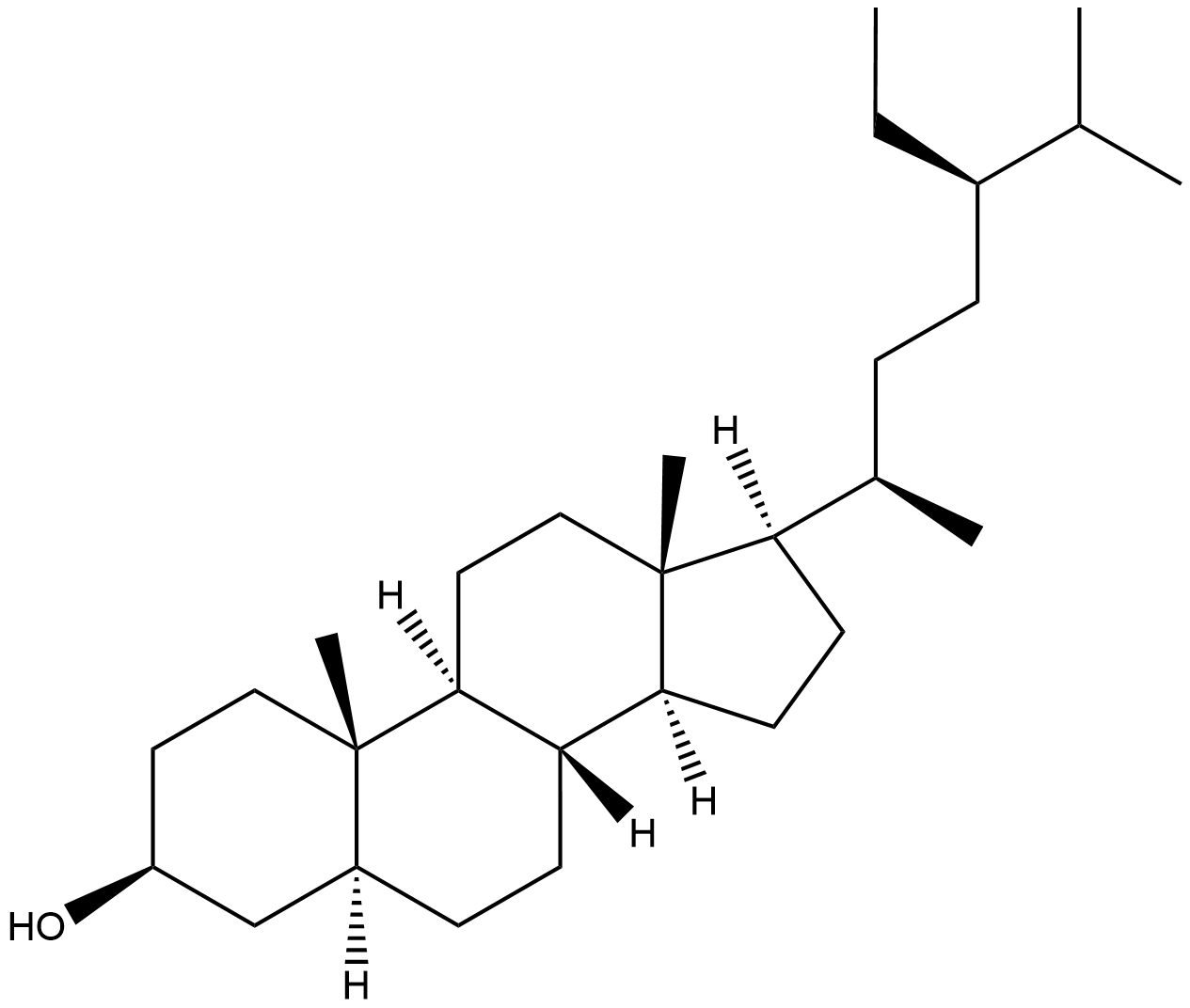 Chemical structure of Beta-sitostanol (14524): plant sterol for lowering cholesterol