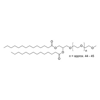 Chemical structure of DMG-PEG2000 (14493): a PEGylated lipid for mRNA vaccine development and in vitro transfection